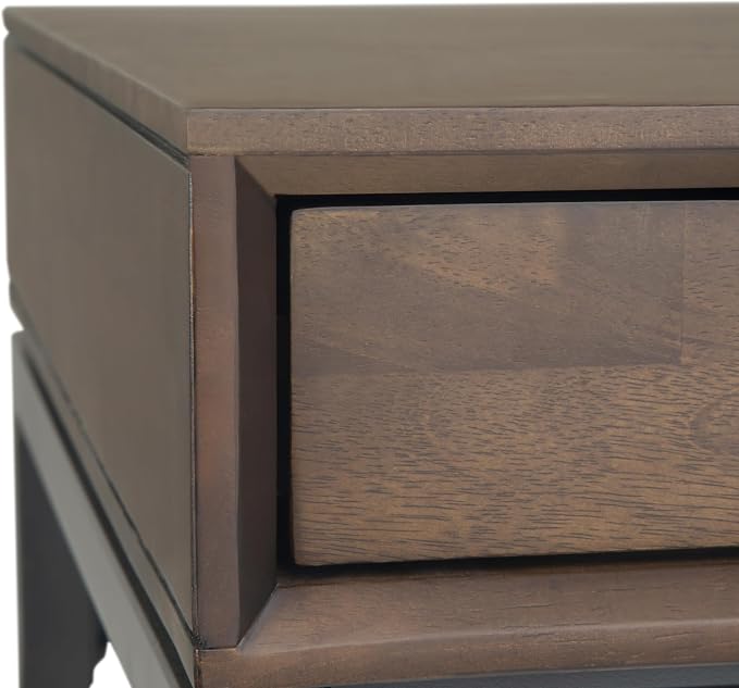 SIMPLIHOME Banting Desk - 60 Inch Wide Solid Wood and Metal Writing Desk in Walnut Brown, Modern Industrial Home Office Computer Table for Study with 2 Drawers and Flip-Down Keyboard Tray