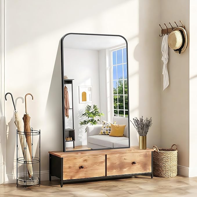 Bathroom Mirror, 30x50 inch Black Rectangle Wall Mounted Mirror with Thin Frame, Bathroom Vanity Mirrors for Over Sink, Entryway, Living Room, Bedroom