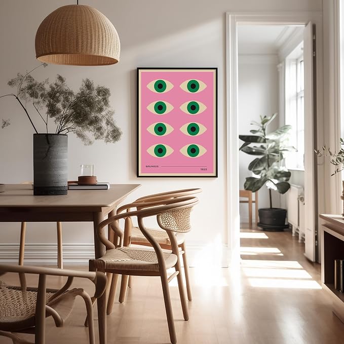 Poster Master Bauhaus Poster - Green Eyes Print - Graphic Design Art - Geometric Art - Chic Boho Art - Mid Century Modern Art - Abstract Art - Living Room or Bedroom Decor - 24x32 UNFRAMED Wall Art