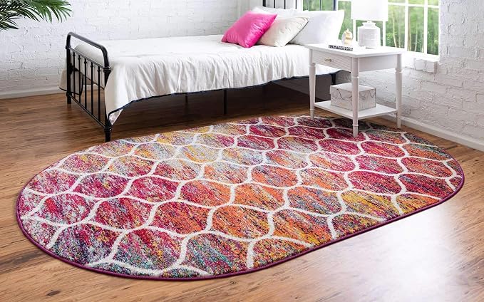 Unique Loom Trellis Frieze Collection Area Rug - Rounded (7' 10" x 10' Oval, Multi/ Black)