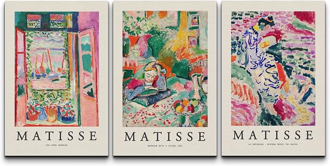 wall26 Canvas Wall Art Print Set French Floral Rainbow Landscapes Henri Matisse Nature Plants Illustrations Modern Relax/Calm Multicolor for Living Room, Bedroom, Office - 16"x24" x 3 Panels