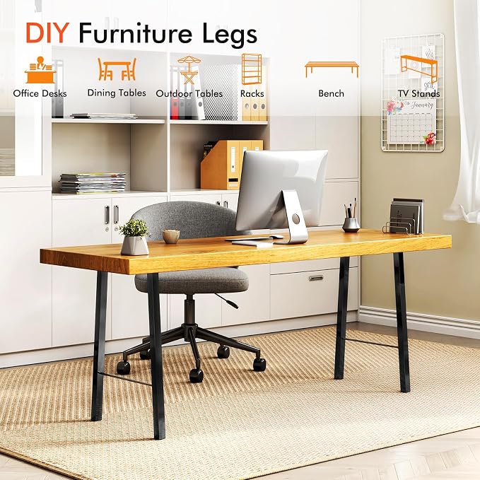 TC-HOMENY 30 inches Dining Table Legs Set of 2 Metal Legs Bench Legs Industry Coffee Table Desk