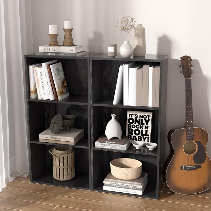 Wooden 3 Cube Storage Organizer, 3 Tier Low Bookcase Freestanding Storage Display Organizer,Versatile Cubes Shelf and Cubby Unit for Any Space