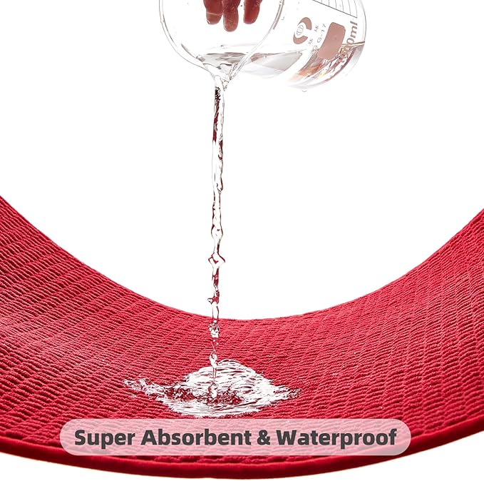 Small Christmas Bathroom Rugs, Non Slip Washable Bath Rugs Super Absorbent Bathroom Rug Thin Quick Dry Low Pile Bath Mats, Red 12"x12"