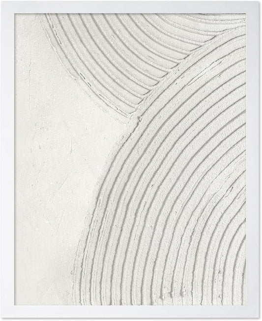 Poster Master Soft Lines Poster - Spiral Circle Print - Texture Art - Abstract Art - Mid Century Modern Art - Aesthetic Art - Acrylic Waves Art - Rustic Bedroom Wall Decor - 8x10 White Framed