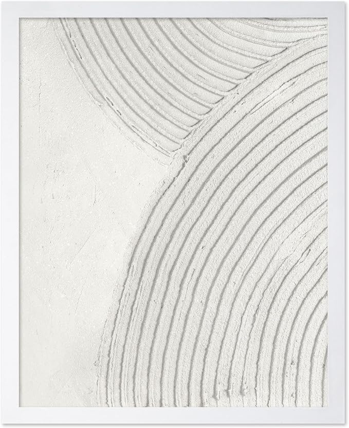 Poster Master Soft Lines Poster - Spiral Circle Print - Texture Art - Abstract Art - Mid Century Modern Art - Aesthetic Art - Acrylic Waves Art - Rustic Bedroom Wall Decor - 11x14 White Framed