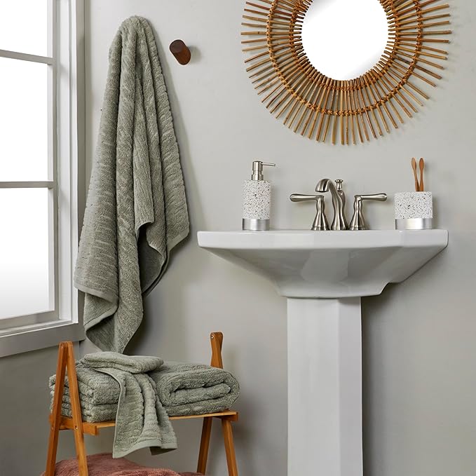SKL Home CloudSoft Cotton Luxury 2-Piece Hand Towel Set, Sage