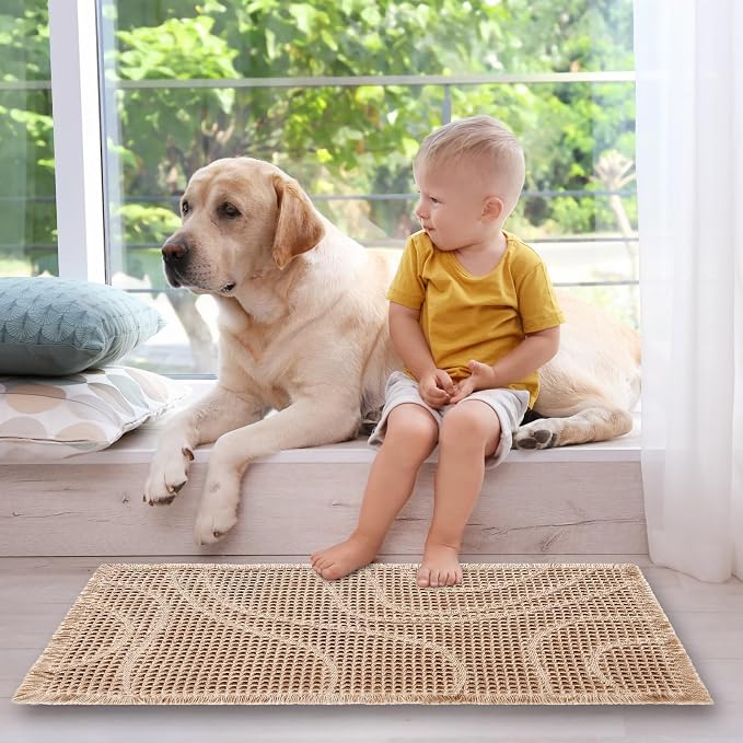ZALL Waffle Bath Mat Black Super Absorbent Non Slip Bathroom Rug,Rhombus Geometric 18x30inch,Machine Washable Ultra Soft Floor Mats