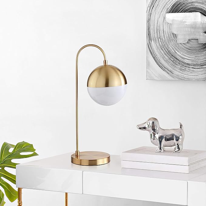 SAFAVIEH Lighting Collection Cappi Modern Brass Gold Orb 21-inch Bedroom Living Room Home Office Desk Dorm Study Nightstand Task Table Lamp (LED Bulb Included)