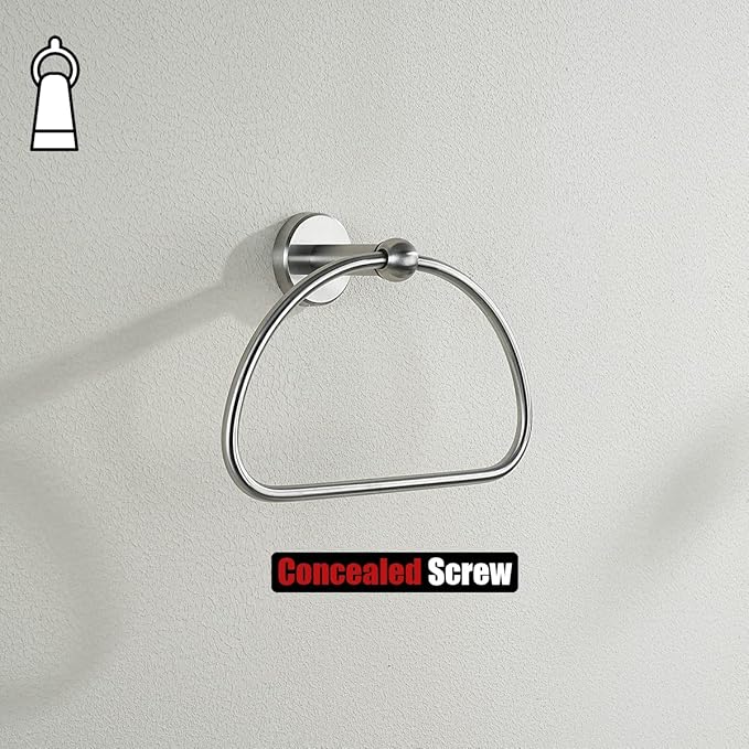 JQK Towel Ring, Stainless Steel Half Ring Towel Holder for Bathroom, 7 Inch Brushed Finished Wall Mount, TR160-BN