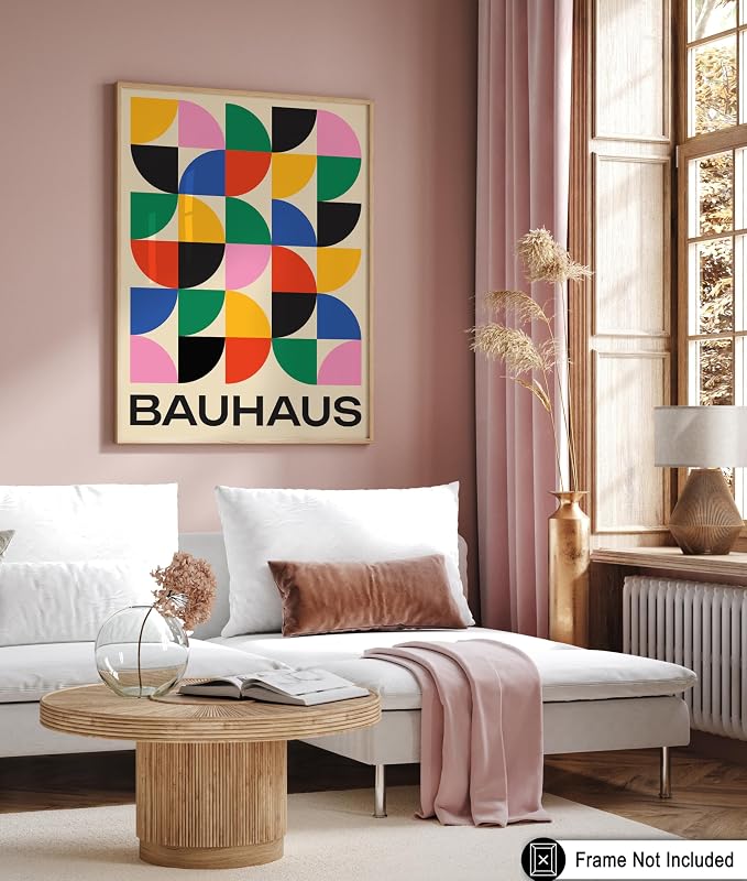 Poster Master Bauhaus Poster - Triangles Print - Geometric ART - Abstract ART - Graphic Design Style - Chic Boho - Mid Century Modern - Living Room or Bedroom Decor - 24x32 UNFRAMED Wall Decor