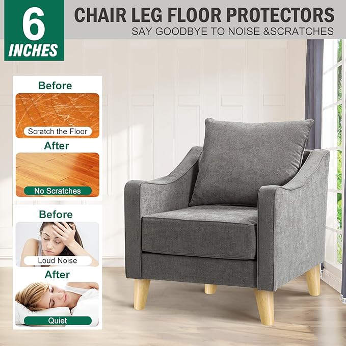 FoDau770 Rubber Wood Furniture Legs 6 Inches, Slant Tapered Wood Feet Mid Century Sofa Legs Set of 8, 5/16" UNC Furniture Feet Replacement Parts for Cabinet Couch Dresser Chair Ottoman Table