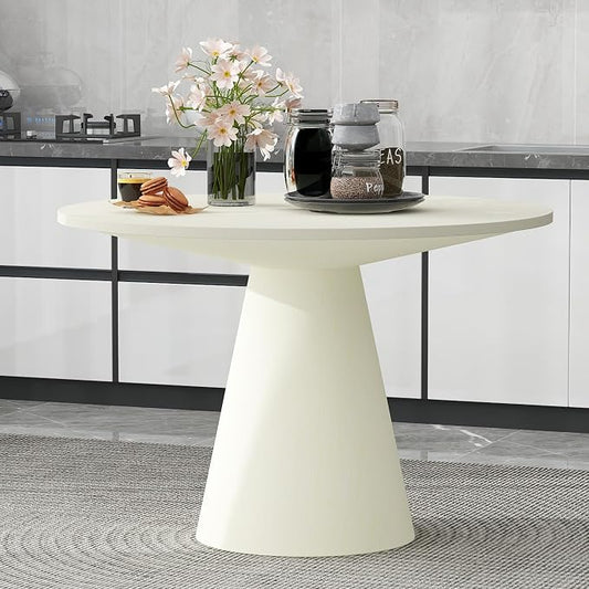 JUSTONE 46.5'' Retro Round Dining Table Minimalist Elegant Table for Living Room, Dining Room (White)