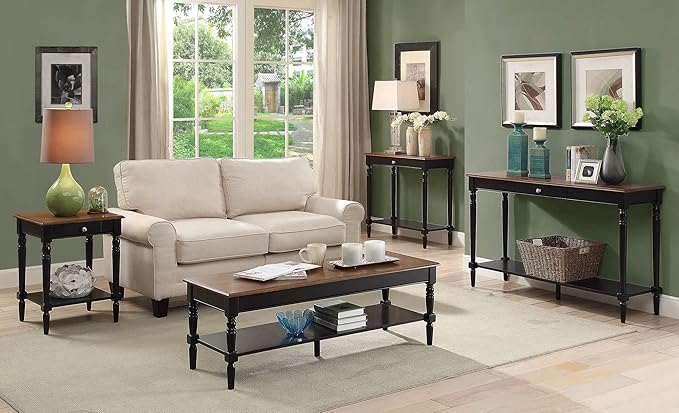 Convenience Concepts French Country Ladder Bookshelf 25" - Classic Living Room Bookcase for Traditional, Modern Office, Family Room & Home Office, Dark Walnut