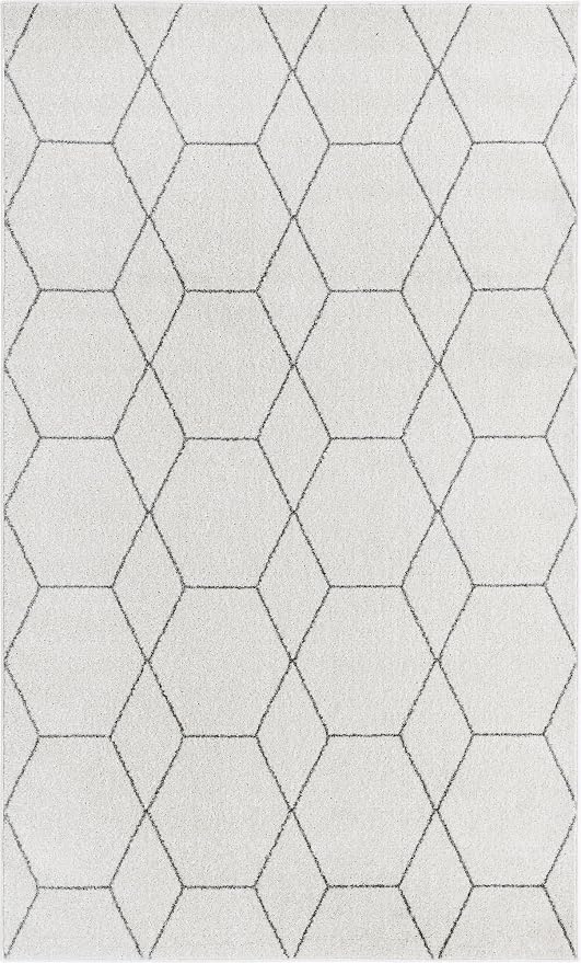 Unique Loom Trellis Frieze Collection Area Rug - Geometric (5' 1" x 8', Ivory/ Gray)