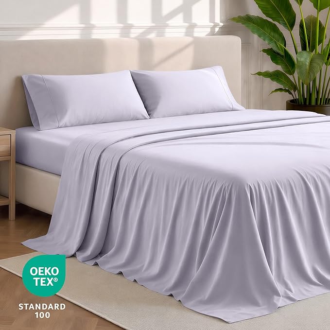 Bare Home Twin XL Sheet Set - 1800 Ultra-Soft Microfiber Twin Extra Long Bed Sheets - Double Brushed - Deep Pockets - Easy Fit - 3 Piece Set - Bedding Sheets & Pillowcases (Twin XL, Light Lavender)