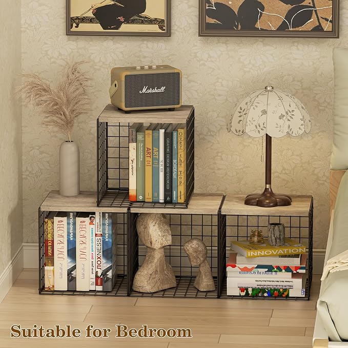 Dmevkic 2 Cube Small Bookcase,Bookshelf for Small Spaces Book Shelf,12.2 x 12.2 x 12.2, DIY Variable Stackable Cube Storage for Living Room,Office,Bedroom