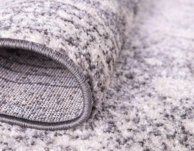 Unique Loom Bromley Collection Area Rug - Wells (3' Round, Ivory/ Gray)
