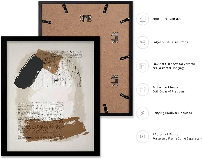 Poster Master Abstract Written Message Poster - Watercolor Print - Note Art - Chic Boho Design - Abstract Illustration - Great Bedroom or Living Room Decor - 11x14 Black Framed
