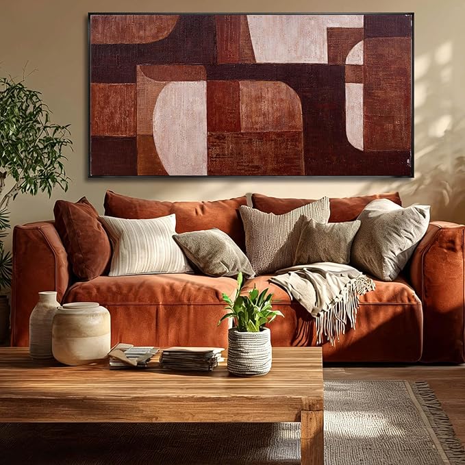 SOUGUAN Abstract Wood Wall Decor Modern Photo Prints Geometric Canvas Art 24"x48" Dining Room Pictures Wall Artwork for Bedroom Office