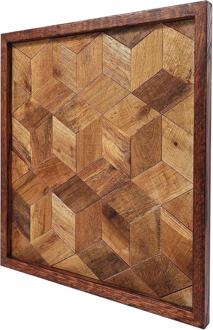 CONSDAN Wood Wall Decor | USA Grown Hardwood, Rustic Wooden Wall Art, Home Decorations for Living Room and Bedroom Aesthetic, Framed and Ready to Hang, Hexagon, 18" x 18"