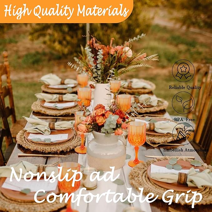 Plastic Wine Glasses, Plastic Goblets Vintage Style Cordial Drinking Glasses for Valentine’s Day, Wedding Reception, Grand Event Party Supplies (48, Pumpkin orange)