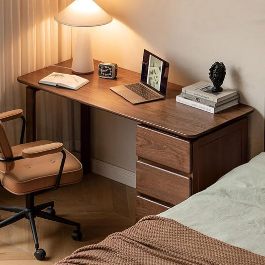 Computer Desk, Home Office Desk, Mid Century Modern Writing Desk with File Drawer for Study PC Desks 63" W