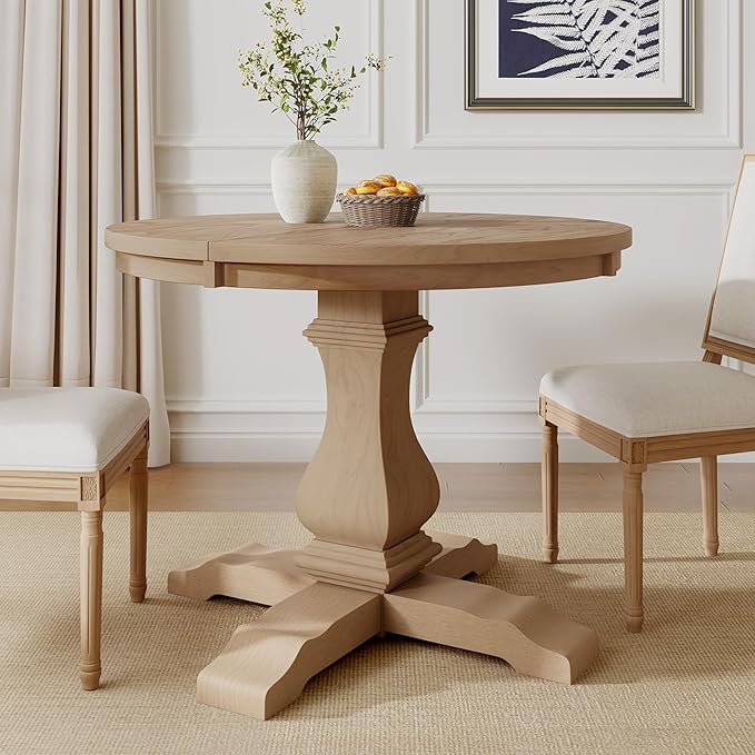 Christopher Knight Home Tokin Extendable Dining Room Table for 6, Wooden Round Expandable Kitchen Table, Vintage Oval Dining Table for Dining Room Kitchen, Light Natural