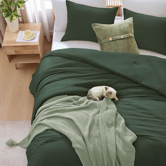 WRENSONGE Full Size Comforter Sets - 3 Pieces Deep Forest Comforter Prewashed Soft Lightweight for All Seasons, Fluffy Down Alternative Comforter Full Size with 2 Pillow Shams