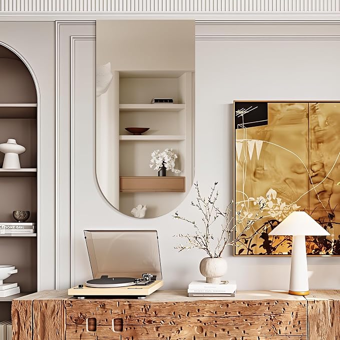 Niccy Arched Mirror, 21"x57" Arch Bathroom Mirror, Decorative Modern Mirrors for Bathroom, Bedroom, Living Room, Entryway, Frameless Vanity Mirror, Unique Wall Mounted