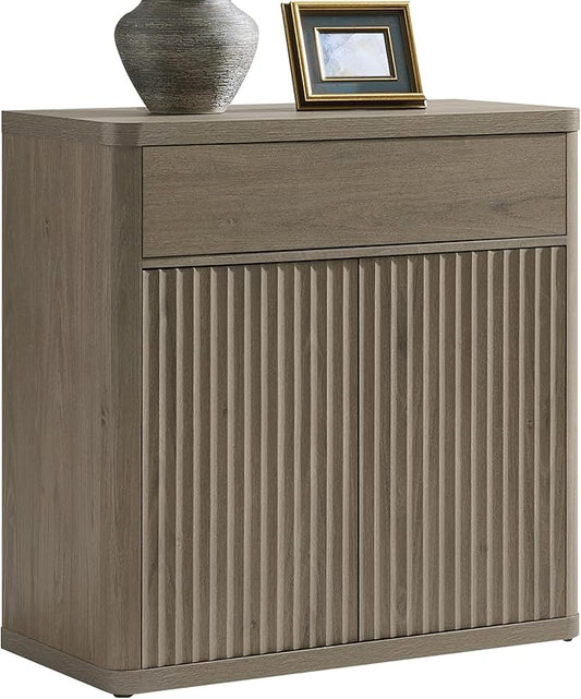 SICOTAS Buffet Cabinet with Storage - Accent Fluted Storage Cabinet with 2 Doors & 1 Drawer 34.6" Wide Modern Sideboard Credenza Large Buffet Table for Living Room Kitchen Dining Room Entryway Office