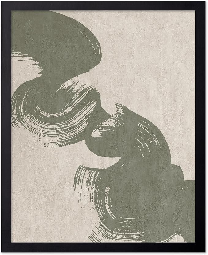 Poster Master Brush Strokes Poster - Painted Swirl Print - Paint Strokes Art - Drawing Illustration - Sketch Design - Abstract Painting - Office or Bedroom Decor - 11x14 Black Framed