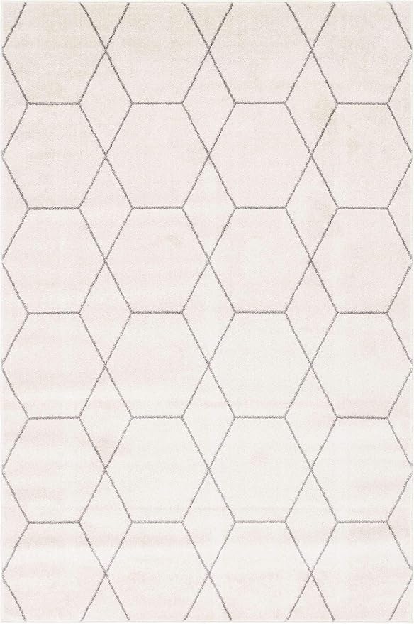Unique Loom Trellis Frieze Collection Area Rug - Geometric (6' 1" x 9', Ivory/ Gray)