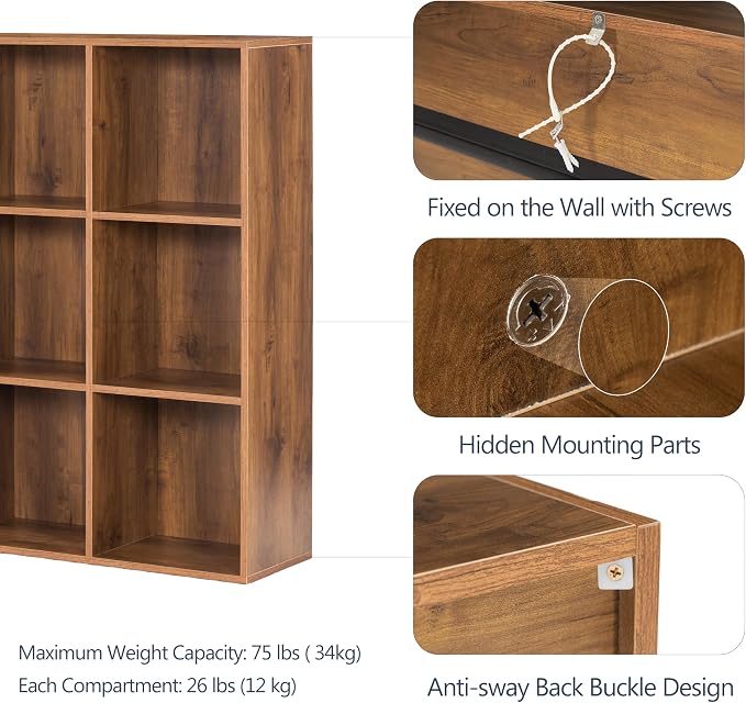 12 Cube Storage Organizer, Wooden Cube Shelves with Closed Back Panel, Reversible Bookcase, Cubes Closet Organizer for Home, Living Room, Kids Room, Office, Bedroom, Study, Hallway