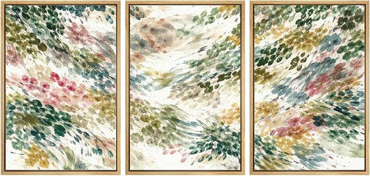 SIGNWIN Framed Canvas Print Wall Art Set Colorful Botanical Watercolor Brush Abstract Illustrations Modern Art Decorative Boho Relax/Zen Nordic for Living Room, Bedroom, Office - 16"x24"x3 Natural