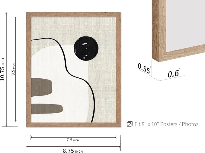Poster Master Linen Shapes Poster – Lines on Linen Print – Chic Boho Art – Modern Abstract Artwork – Mid-Century Modern Piece – Great Bedroom or Living Room Decor – 8x10 Beige Framed