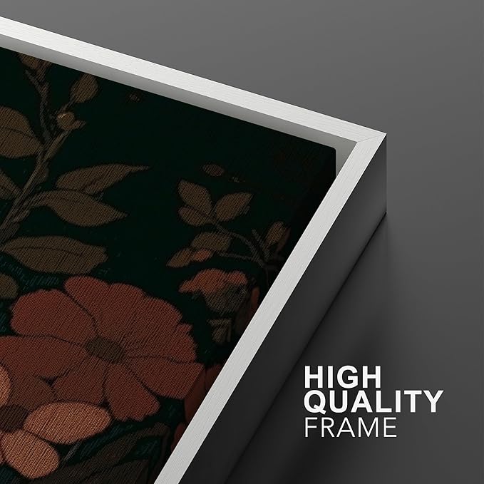 IDEA4WALL Framed Canvas Print Wall Art Set Vintage Wildflower Botanical Dark Green Floral Illustrations Modern Art Decorative Bohemian Calm/Zen for Living Room, Bedroom, Office - 24"x36"x2 White