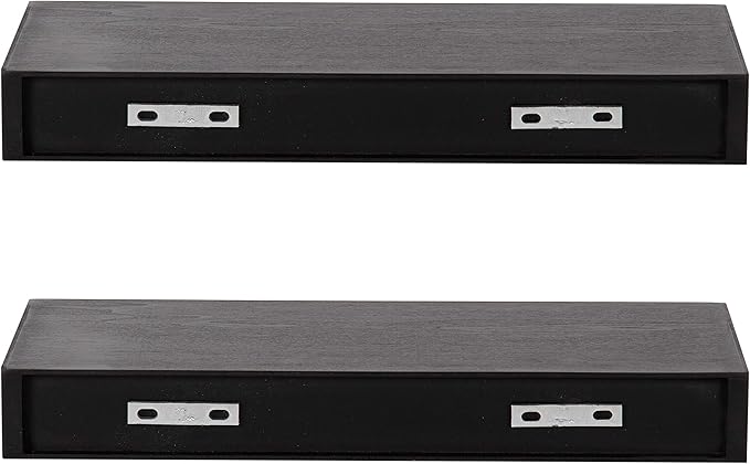 Kate and Laurel Havlock Modern Floating Shelves, Set of 2, Black, Sophisticated Storage and Display Shelves for Wall