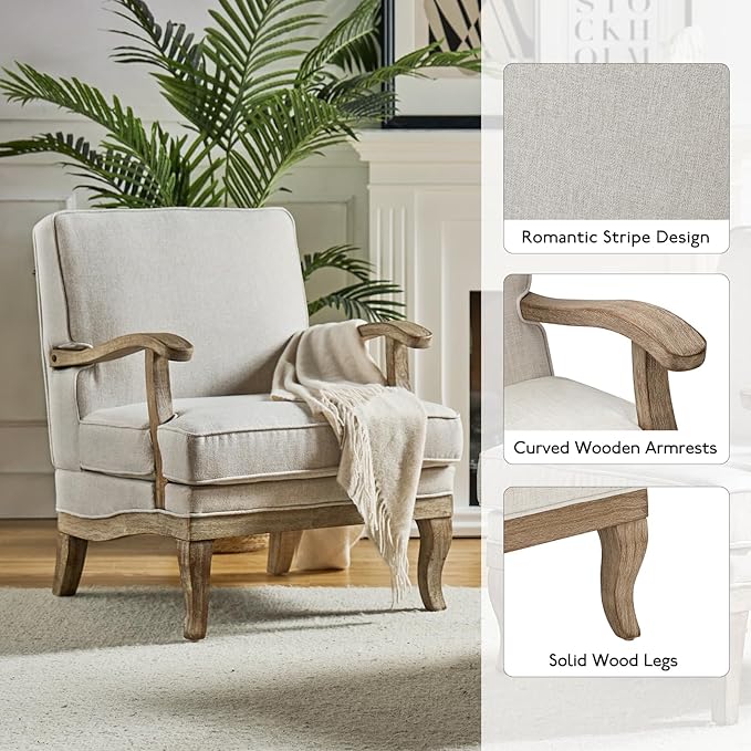HULALA HOME Mid-Century Modern Accent Chairs Set of 2, Upholstered Lounge Arm Chair with Solid Wood Legs and Armrest, Removable Cushion Comfy Reading Armchair for Living Room, Bedroom, Balcony, PEWTER