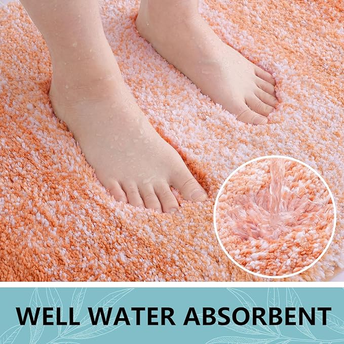 Arotive Microfiber Bathroom Rugs, Shaggy Soft and Absorbent Bath Rug, Non-Slip, Thick Plush Machine Washable Dry Bath Mats for Bathroom, Tub and Shower, 24x16, Orange, Rectangular