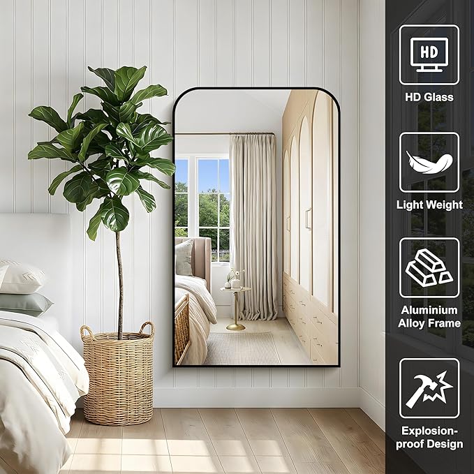 Bathroom Mirror, 30x50 inch Black Rectangle Wall Mounted Mirror with Thin Frame, Bathroom Vanity Mirrors for Over Sink, Entryway, Living Room, Bedroom