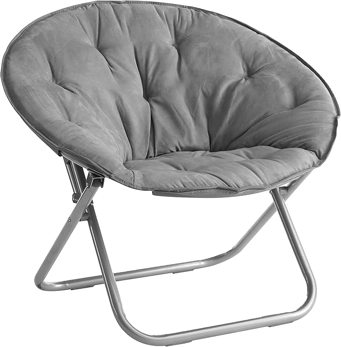 Urban Lifestyle Oversized Urban Comfort Microsuede Saucer Chair Adult Lounge Seating Soft Plush Accent Furniture Living Room Relaxation Lightweight Portable Grey