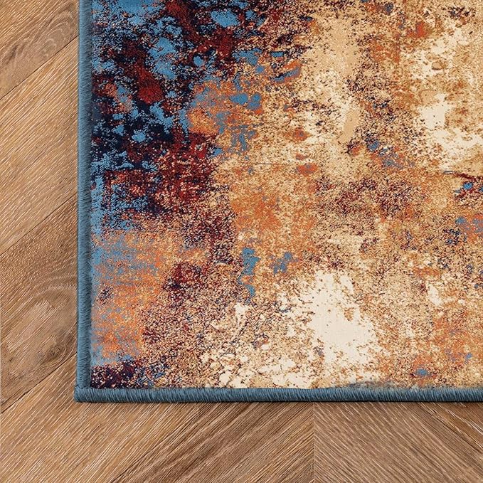 LUXE WEAVERS Modern Splatter Abstract Area Rug, Blue 6x9