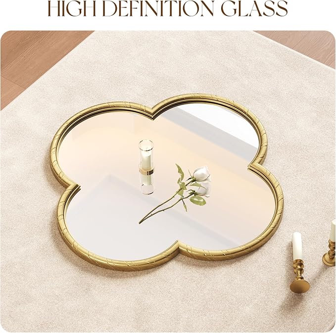 Uniclinens Gold Decorative Mirror 31.5" - Large Wall Mirror Decor with Metal Frame, Ideal for Entryway, Fireplace, Living Room, Hallway, Bathroom