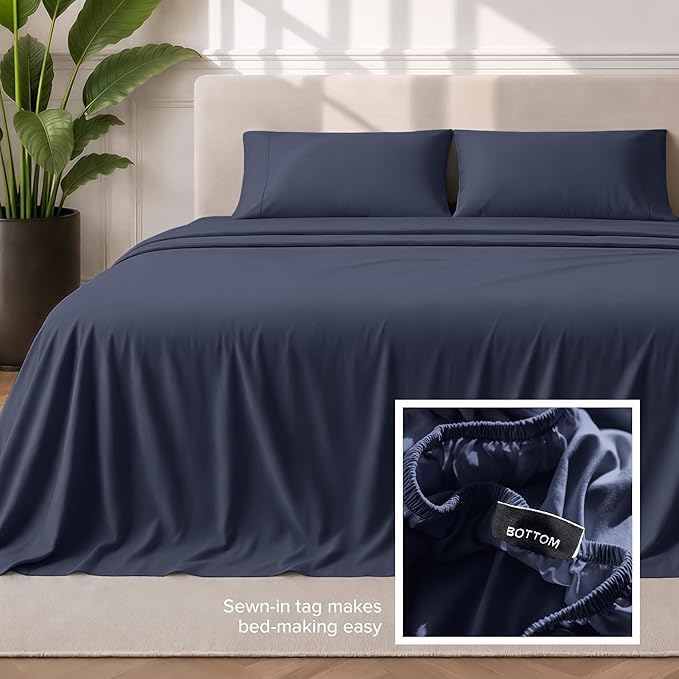 Bare Home Twin Sheet Set - 1800 Ultra-Soft Microfiber Twin Bed Sheets - Double Brushed - Deep Pockets - Easy Fit - 3 Piece Set - Bedding Sheets & Pillowcases (Twin, Midnight Blue)