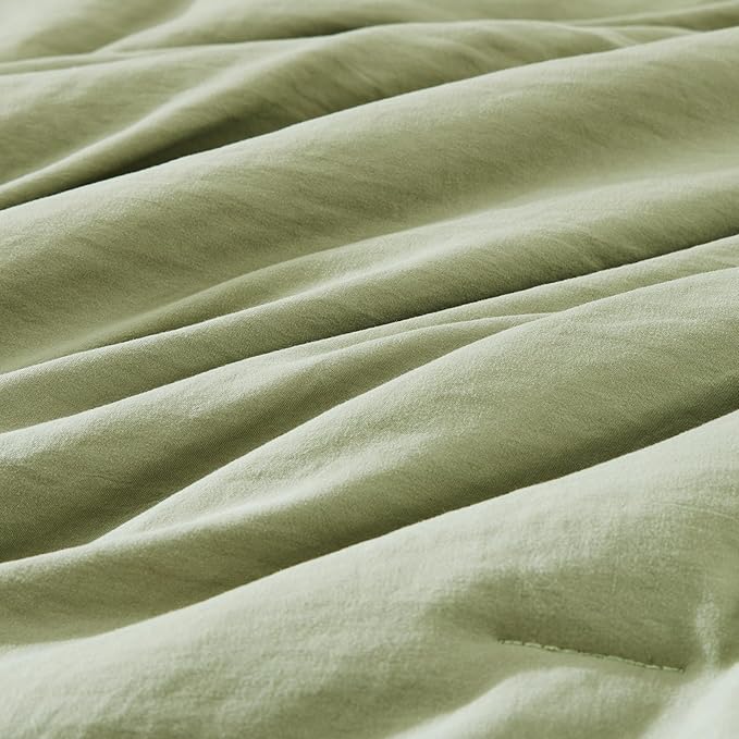 WRENSONGE California King Size Comforter Set- 7 Pieces Sage Green Bed in a Bag with Comforter, Fitted Sheet, Flat Sheet, 2 Pillow Shams, 2 Pillowcases, Warm Bedding Sets for All Season