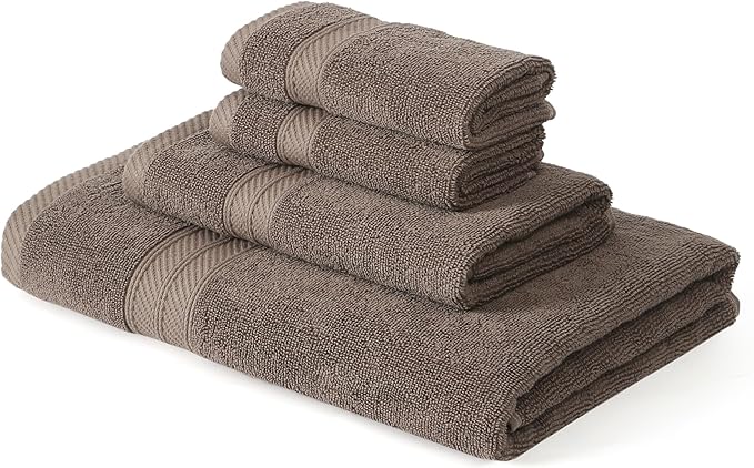 Modern Threads Trefoil Filigree 6-Piece 100% Cotton Towel Set – Reversible Yarn Dyed Jacquard – Includes 2 Bath Towels, 2 Hand Towels, 2 Washcloths – Absorbent, Quick Dry, Soft & Durable – Mocha Brown