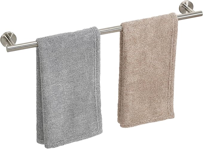 Brushed Nickel Towel Bar, 24 Inch Towel Racks for Bathroom Wall Mounted, Thicken SUS304 Stainless Steel Heavy Duty Hand Towel Holder Organizer, Bathroom Accessories, Total Length 26.5 Inch