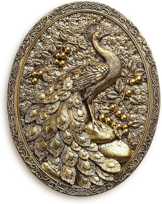 Vintage Peacock Wall Sculpture Antique Wall Decor,Retro Art Peacocks Wall Sculpture,Hand Painted Wall Decoration with Peacock Design,Vintage Wall Decor for Living Room Hallway Bedroom,Unique Gifts