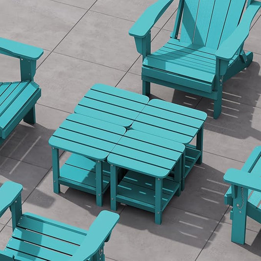 SERWALL Double Adirondack Side Table End Table Set of 4- Tiffany